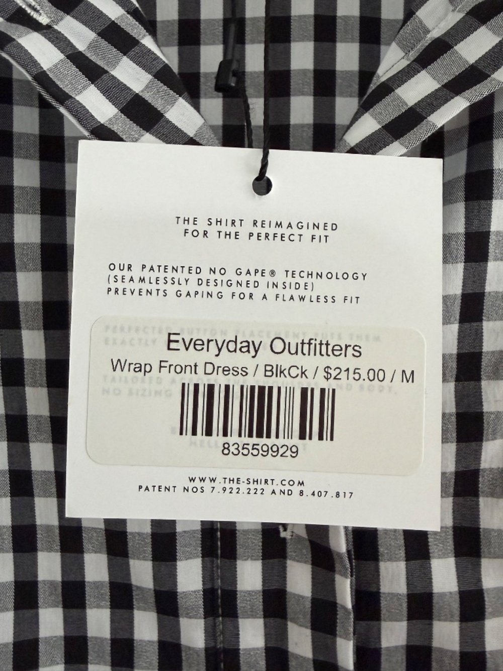 The Shirt Wrap Front Dress by Rochelle Behrens Black and White Check Size M NWT - Picture 2 of 7